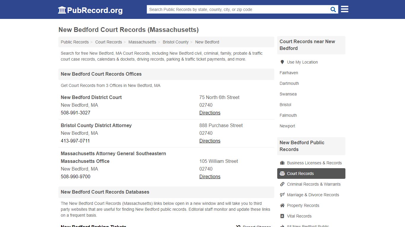 Free New Bedford Court Records (Massachusetts Court Records)